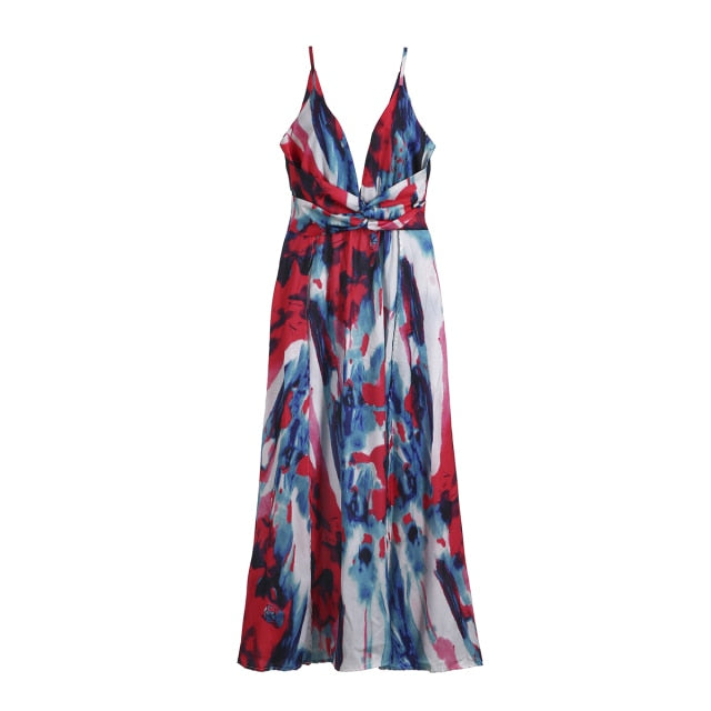 Women's Sling Floral Long Dresses arrival  Boho V-Neck Sleeveless  Party Beach Maxi Casual Dress