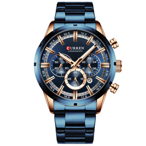 CURREN Men Watch Top Brand Luxury Sports Quartz Mens Watches Full Steel Waterproof Chronograph