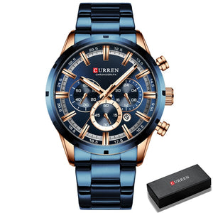 CURREN Men Watch Top Brand Luxury Sports Quartz Mens Watches Full Steel Waterproof Chronograph