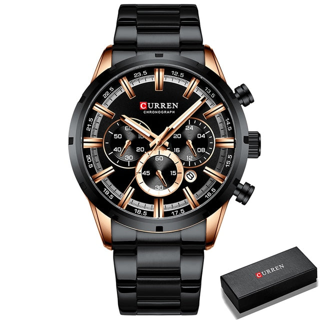CURREN Men Watch Top Brand Luxury Sports Quartz Mens Watches Full Steel Waterproof Chronograph