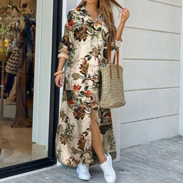 Casual Women Long Sleep Dress Party Maxi Dress