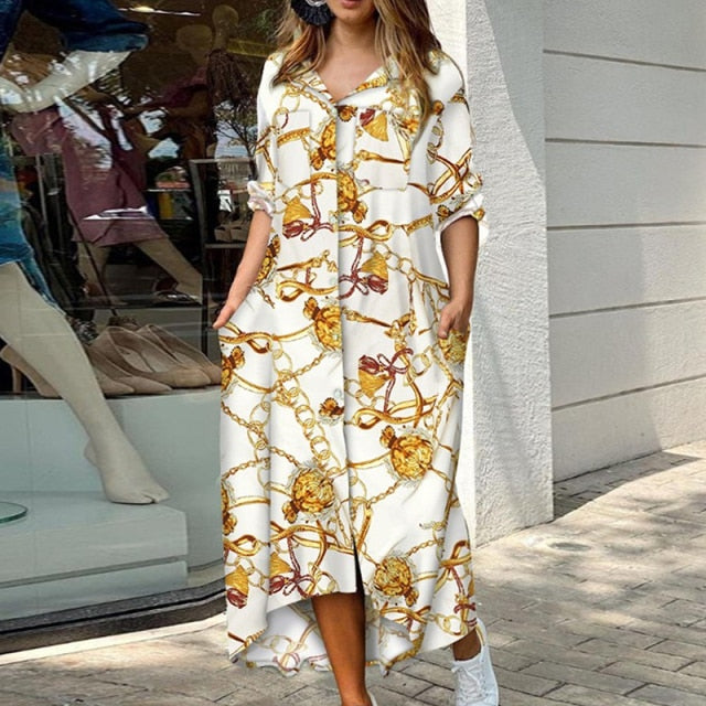 Casual Women Long Sleep Dress Party Maxi Dress