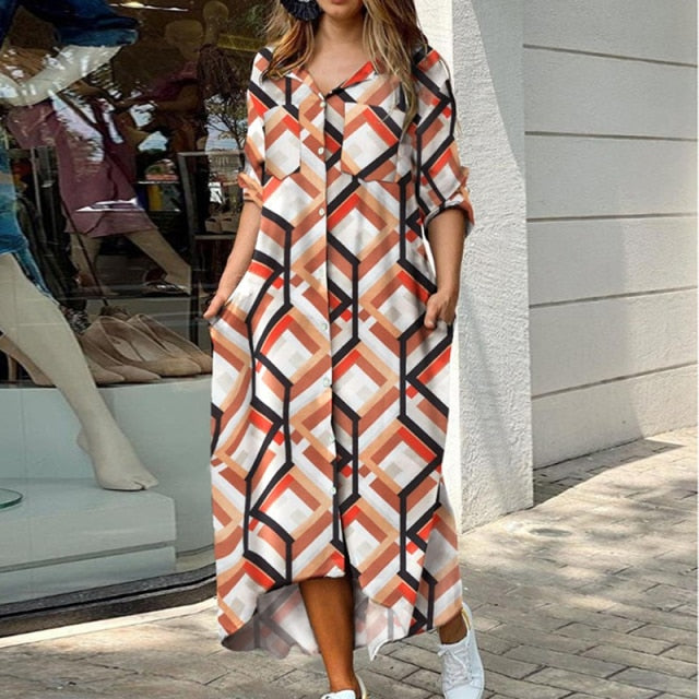 Casual Women Long Sleep Dress Party Maxi Dress