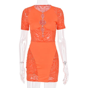 Plus Size Cut Out Sexy Zebra Mesh Transparent Women Mini Dress for Beach Holiday Night Club Party Bodycon Pencil Shorts Dresses