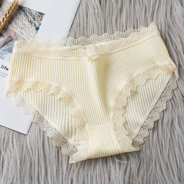 Casual Fashion Women Panties Lace Mid-waist Underwear Threaded