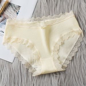 Casual Fashion Women Panties Lace Mid-waist Underwear Threaded