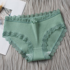 Casual Fashion Women Panties Lace Mid-waist Underwear Threaded