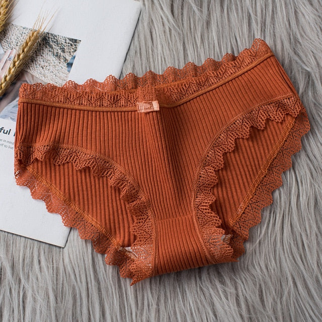 Casual Fashion Women Panties Lace Mid-waist Underwear Threaded
