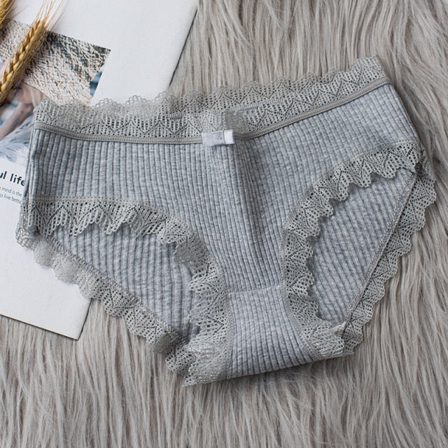Casual Fashion Women Panties Lace Mid-waist Underwear Threaded