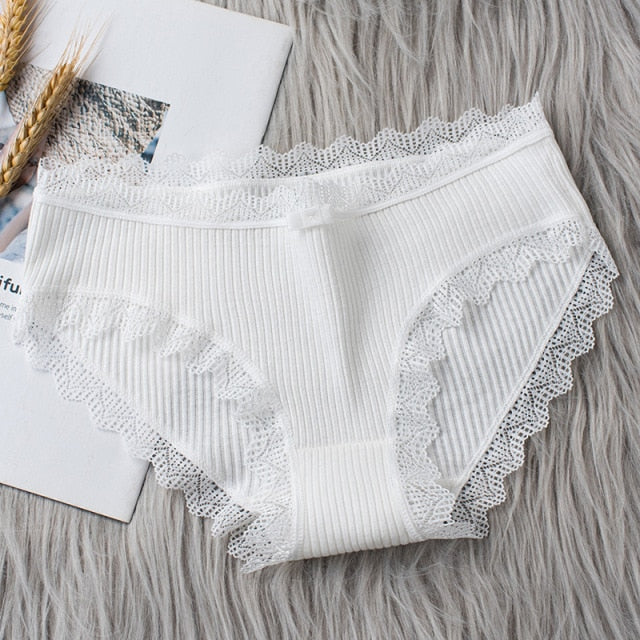 Casual Fashion Women Panties Lace Mid-waist Underwear Threaded