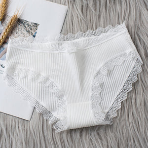 Casual Fashion Women Panties Lace Mid-waist Underwear Threaded