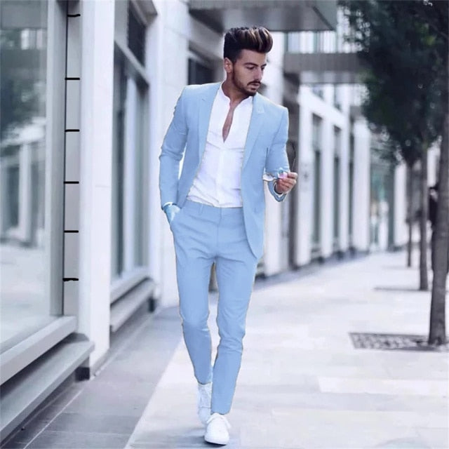 Tuxedos Slim Fit Peak Lapel Gray Men Suits(Jacket+Pants)