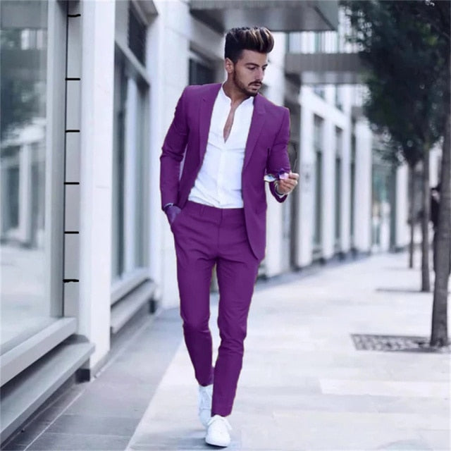 Tuxedos Slim Fit Peak Lapel Gray Men Suits(Jacket+Pants)